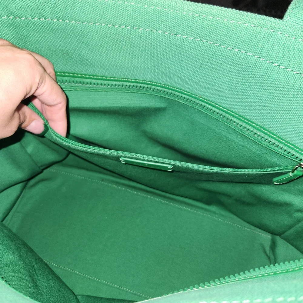 Kate Spade Green and White Striped Tote Bag